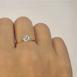 Anel Solitário Cálice em Ouro 18k