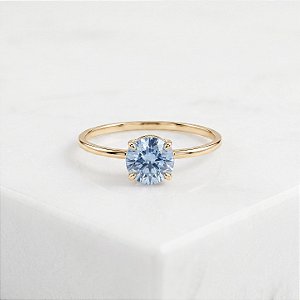 Anel Solitário Ouro 18k com Topázio Sky Natural
