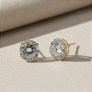 Brinco Ouro 18k Ponto de Luz Redonda 10mm