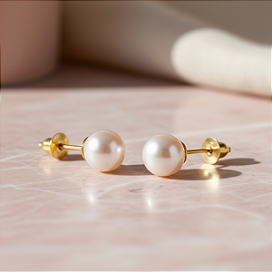 Brinco Ouro 18k Pérola Redonda 4mm