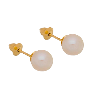 Brinco Ouro 18k Pérola Redonda 4mm - Infantil