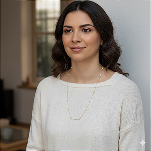 Colar Ouro 18k Pérola Natural Oval Espaçada