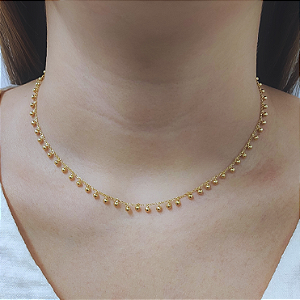 Colar Ouro 18k Choker Bolinhas