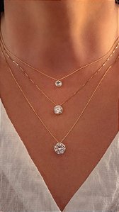 Pingente Ouro 18k Ponto de Luz Zircônia Redonda