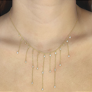 Colar Ouro 18k Cascata de Brilhos