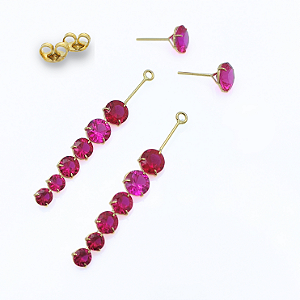 Brinco Ouro 18k Degradê Removível Magenta