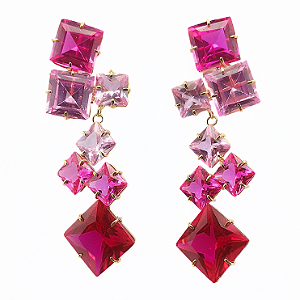 Brinco Ouro 18k Espectro Magenta