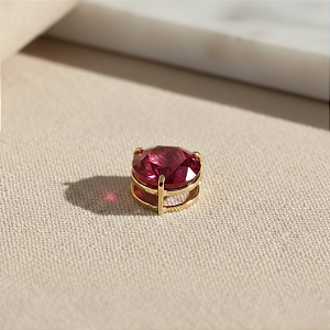 Pingente Ouro 18k Ponto de Luz Redonda 6mm Vermelho