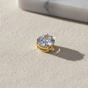 Pingente Ouro 18k Ponto de Luz Redonda 6mm Zircônia Branca