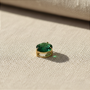 Pingente Ouro 18k Ponto de Luz Redonda 6mm Verde Esmeralda