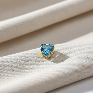 Pingente Ouro 18k Ponto de Luz Coração 6mm Zircônia Azul