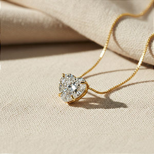 Pingente Ouro 18k Ponto de Luz Coração 6mm Zircônia Branco