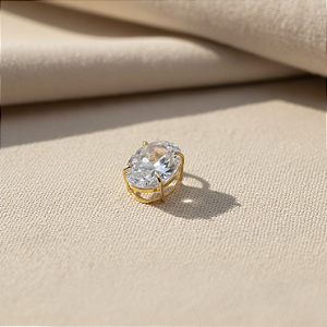 Pingente Ouro 18k Ponto de Luz Oval 6x8mm Branco
