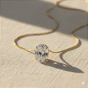 Pingente Ouro 18k Ponto de Luz Oval 6x8mm Branco