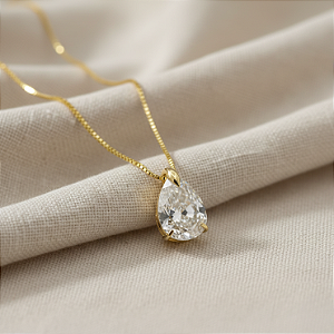 Pingente Ouro 18k Ponto de Luz Gota 6x8mm Branco