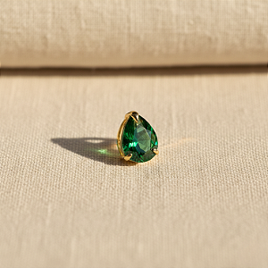 Pingente Ouro 18k Ponto de Luz Gota 6x8mm Verde Esmeralda