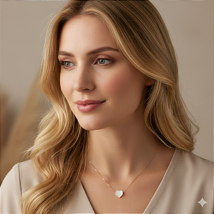 Colar Ouro 18k Coração Madrepérola na Corrente Veneziana