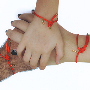Pulseira Figa Ouro 18k no Fio de Seda Vermelho
