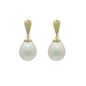 Brinco Ouro 18k Pérola Natural Biwa Gota