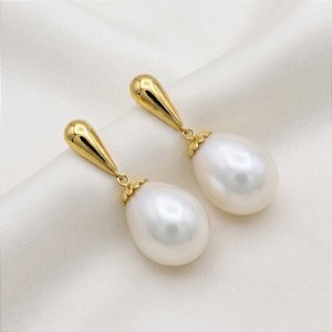 Brinco Ouro 18k Pérola Natural Biwa Gota
