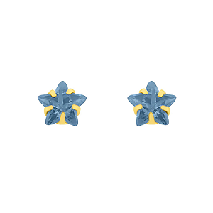 Brinco Ouro 18k Estrela 4mm Azul - Infantil