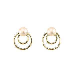 Brinco Ouro 18k Circle Pérola Redonda 3mm - Infantil