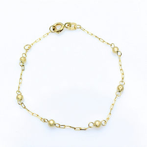 Pulseira Ouro 18k Bolinhas Espaçadas - Infantil