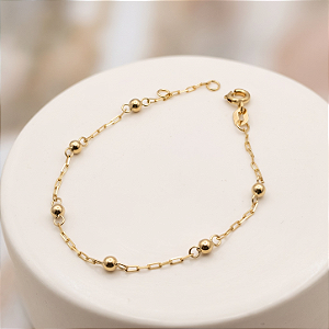 Pulseira Ouro 18k Bolinhas Espaçadas - Infantil