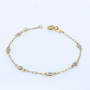 Pulseira Ouro 18k Pedrinhas Espaçadas - Infantil
