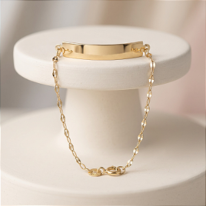 Pulseira Ouro 18k Chapinha Corrente Coffee - Infantil Personalizado