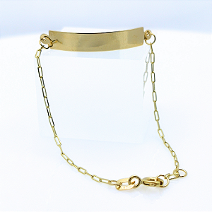 Pulseira Ouro 18k Chapinha Corrente Cartier - Infantil Personalizado