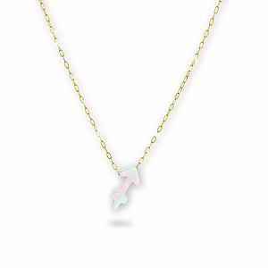 Colar Ouro 18k Signo Sagitário Madrepérola na Corrente Zeta