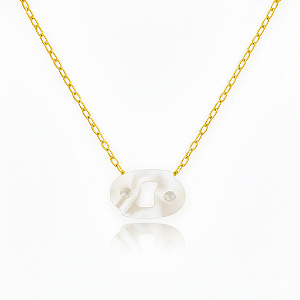 Colar Ouro 18k Signo Câncer Madrepérola na Corrente Zeta