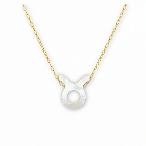 Colar Ouro 18k Signo Touro Madrepérola na Corrente Zeta