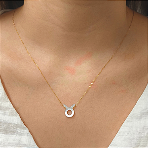Colar Ouro 18k Signo Touro Madrepérola na Corrente Zeta