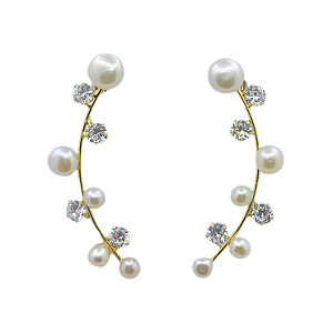 Brinco Cotton Ouro 18k com Pérolas Naturais