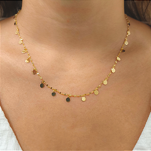 Colar Medalhas Circulares em Ouro 18k