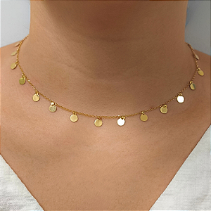 Colar Medalhas Circulares na EP em Ouro 18k