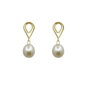Brinco Two Drops em Ouro 18k com Pérola Natural
