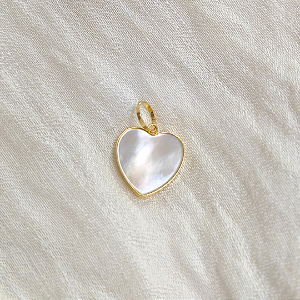 Pingente Ouro 18K Coração Madrepérola 10mm