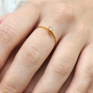 Anel Solitário Elevado 6 garras em Ouro 18k