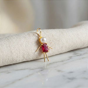 Pingente Filhos Ouro 18k Menino Vermelho