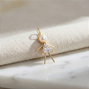 Pingente Filhos Ouro 18k Menina Branca