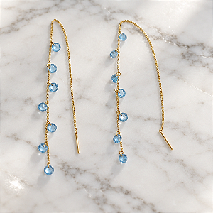 Brinco Celebre Azul em Ouro 18k