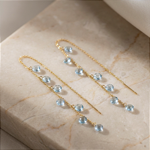 Brinco Celebre Azul em Ouro 18k