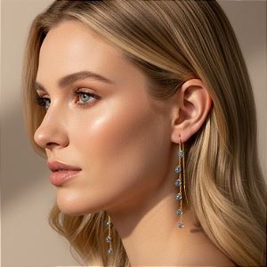 Brinco Celebre Azul em Ouro 18k