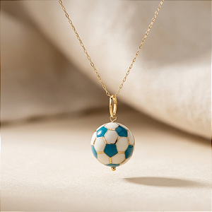 Pingente Copa Ball Azul Claro com Ouro 18K