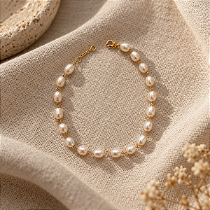 Pulseira Ouro 18k Pérolas Naturais Biwa Juntas