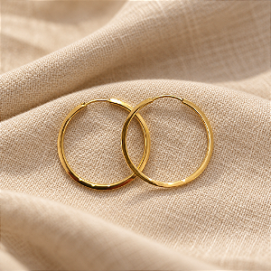 Brinco Ouro 18k Argola Redonda 1,8cm