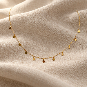 Colar Ouro 18k com Medalhas Redondas Pendentes